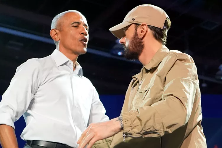 Barack Obama Raps ‘Lose Yourself’ After Eminem Introduces Him at Kamala Harris Rally in Detroit