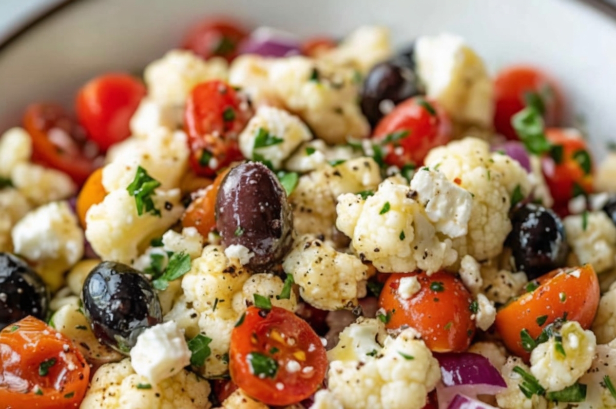 Mediterraner marinierter Blumenkohlsalat für jeden Anlass.