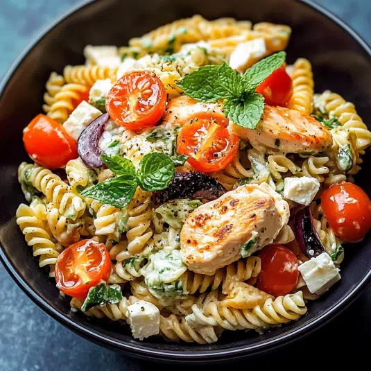 Griechischer Hähnchen-Tzatziki-Pasta-Salat begeistert jeden!