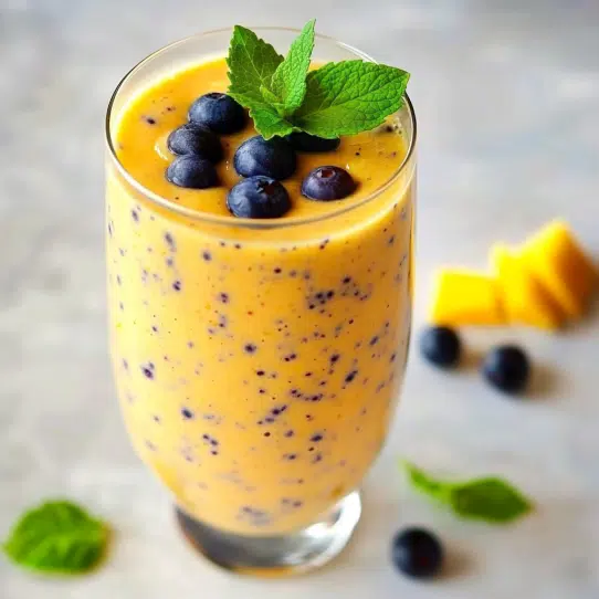 Buttermilch-Smoothie mit Mango und Heidelbeeren