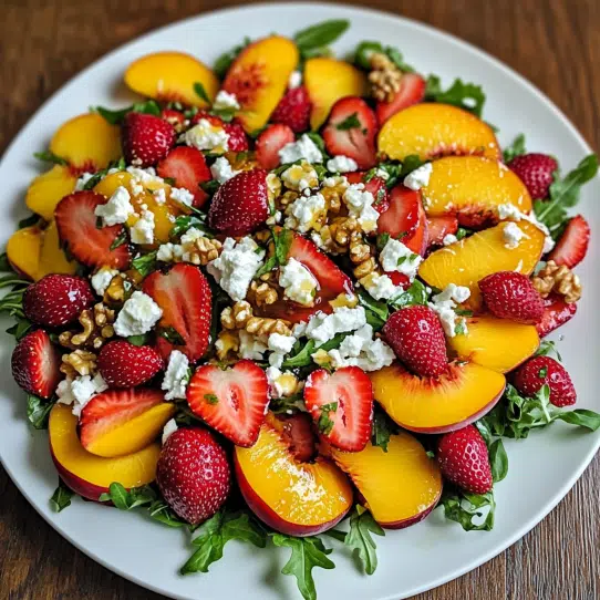 Erdbeer-Pfirsich-Salat mit Honig-Zitronen-Vinaigrette: Entdecke den perfekten Sommergenuss!