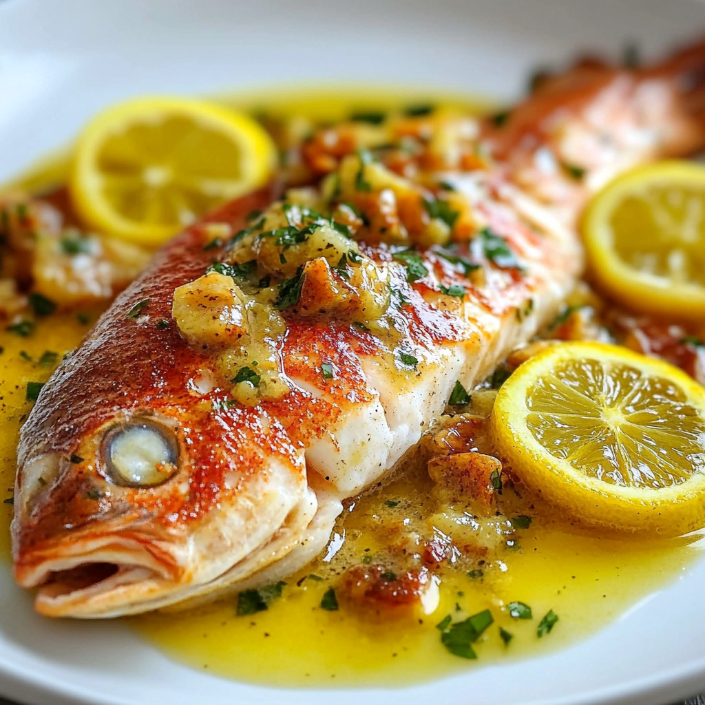 Gebratener Red Snapper mit Zitrus-Kapern-Sauce Gebratener Red Snapper mit Zitrus-Kapern-Sauce