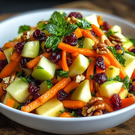 Erfrischender Apfel-, Cranberry- und Karottensalat: Ein Genuss!