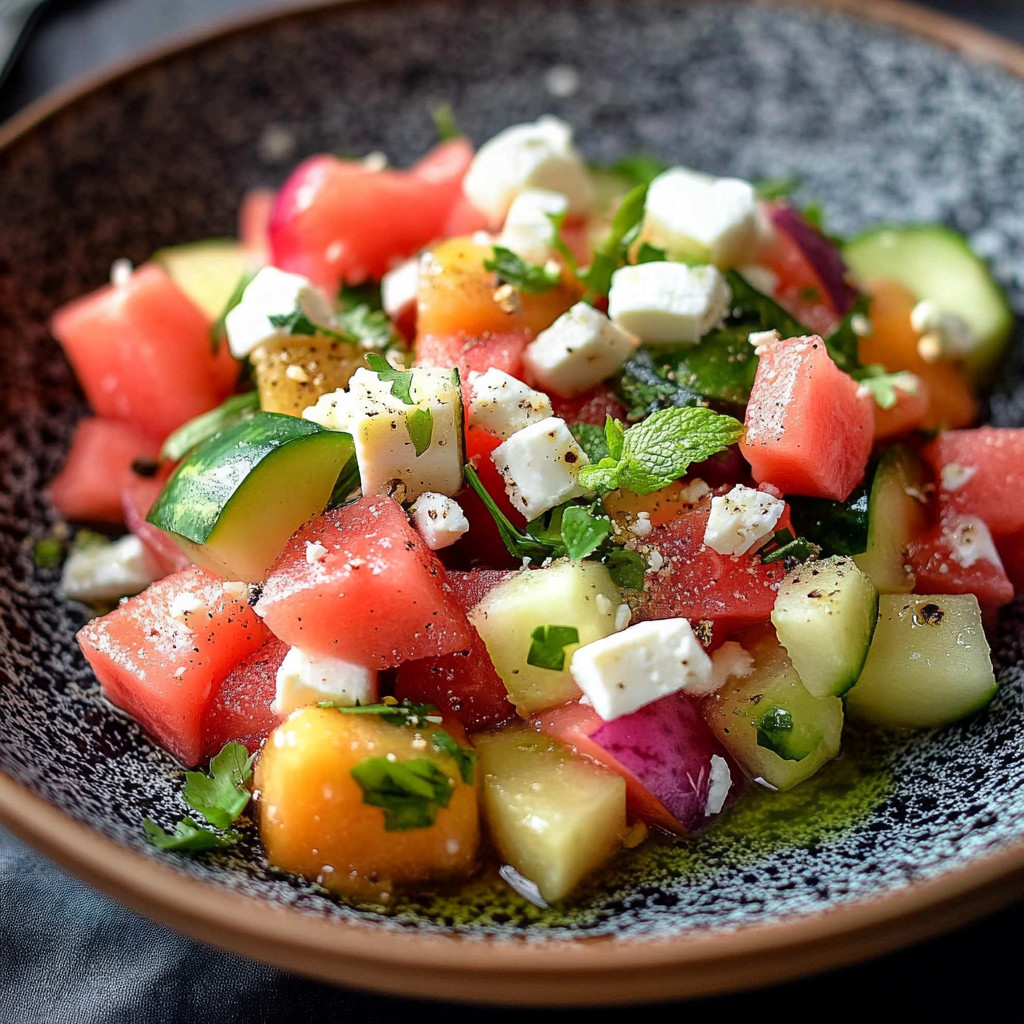 Wassermelonen-Gurken-Feta-Salat: Entdecken Sie den Sommergenuss!