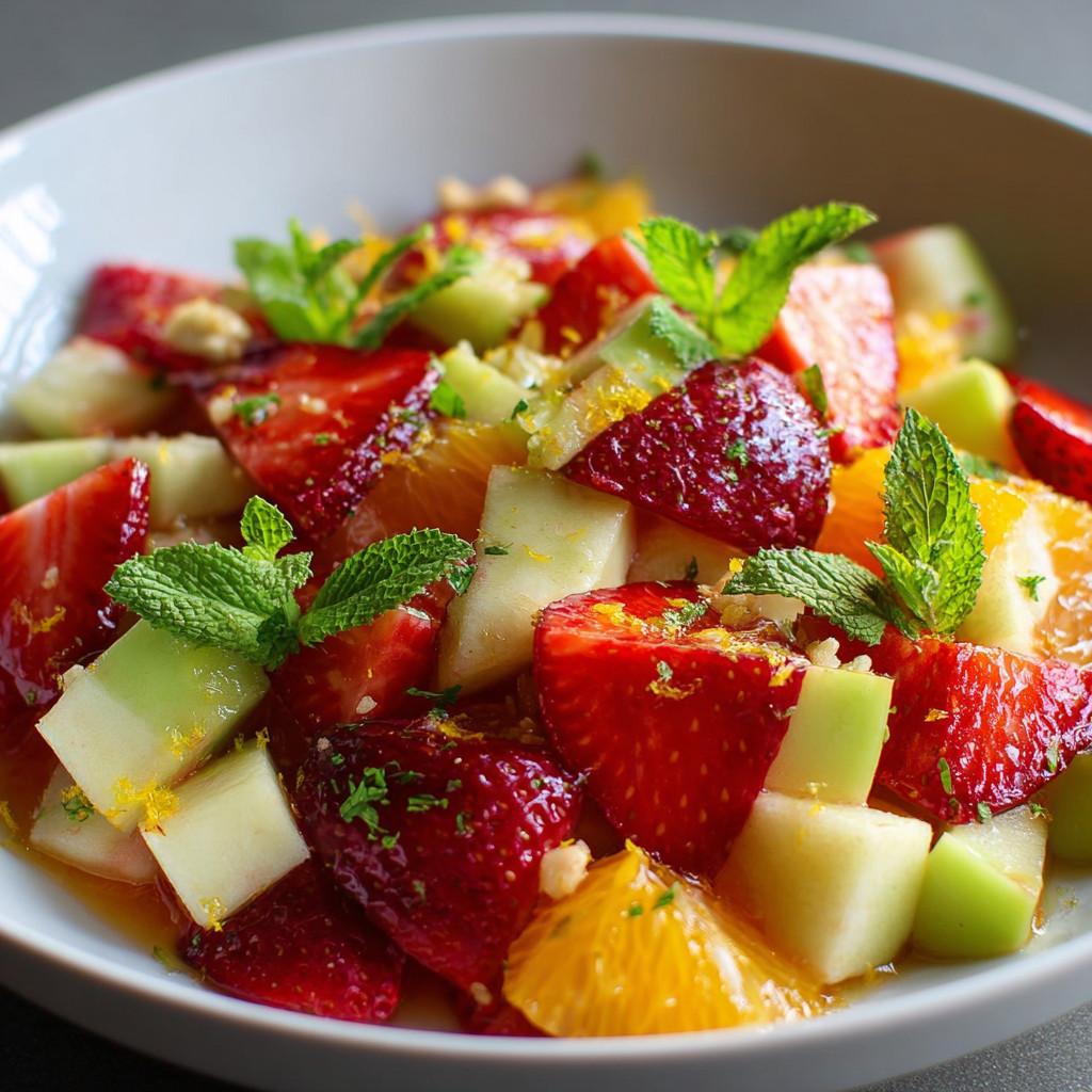 Apfel- und Erdbeer-Zitrussalat ist der ideale Sommergenuss!