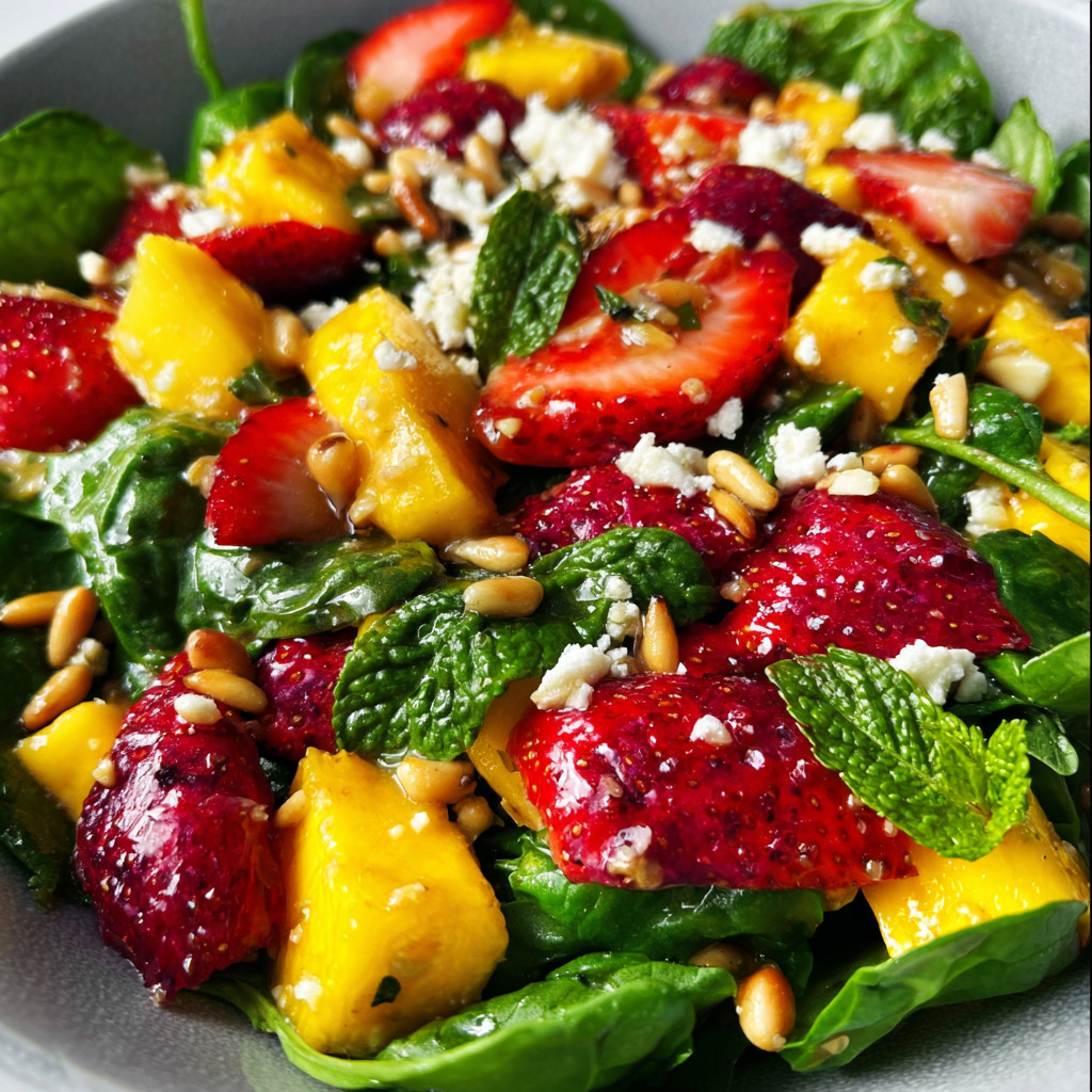 Erdbeer-Mango-Salat mit Spinat für den perfekten Sommer! - Sybil Rezepte