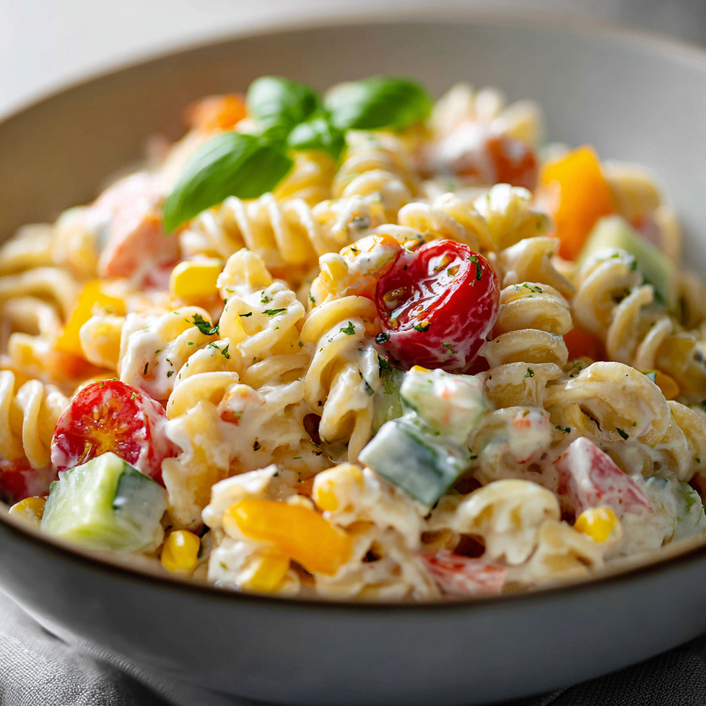 Kinder-Pasta-Salat mit Frischkäse: Ein bunter Hit!