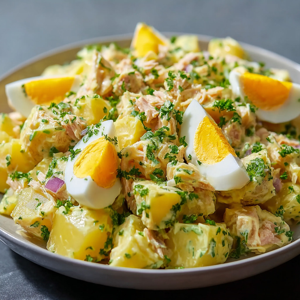 Kartoffelsalat mit Thunfisch und Eiern: Lecker und frisch!