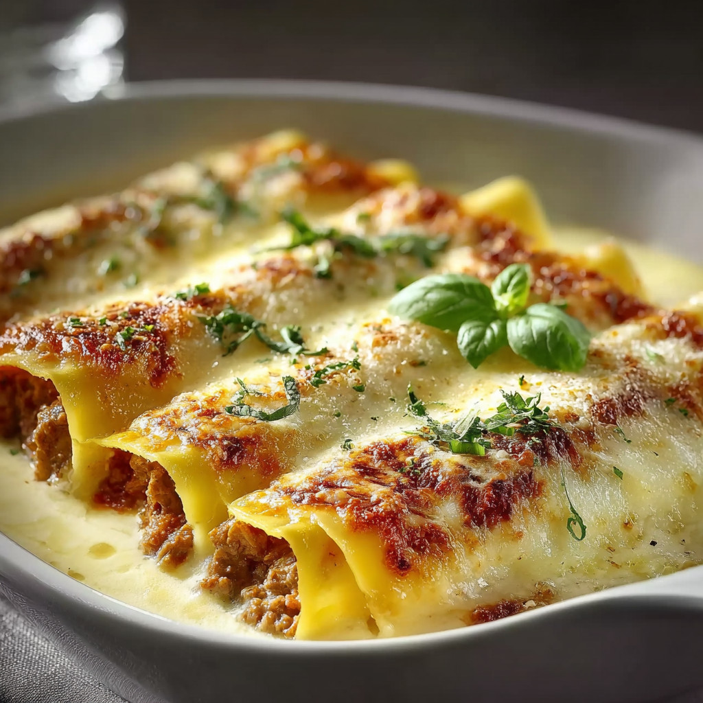 Cannelloni mit Fleischfüllung und Béchamel genießen!
