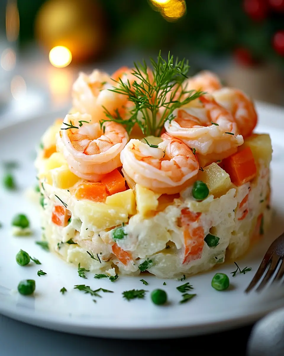 Weihnachtliche Ensaladilla Rusa mit Garnelen: Festive & Flavorful!