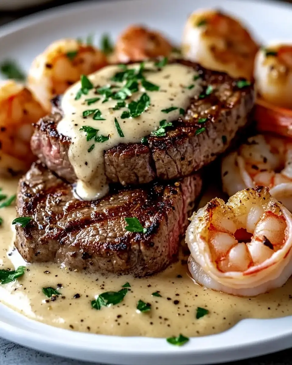 Cremige Knoblauch-Parmesan Steak und Garnelen: Bestes Rezept!