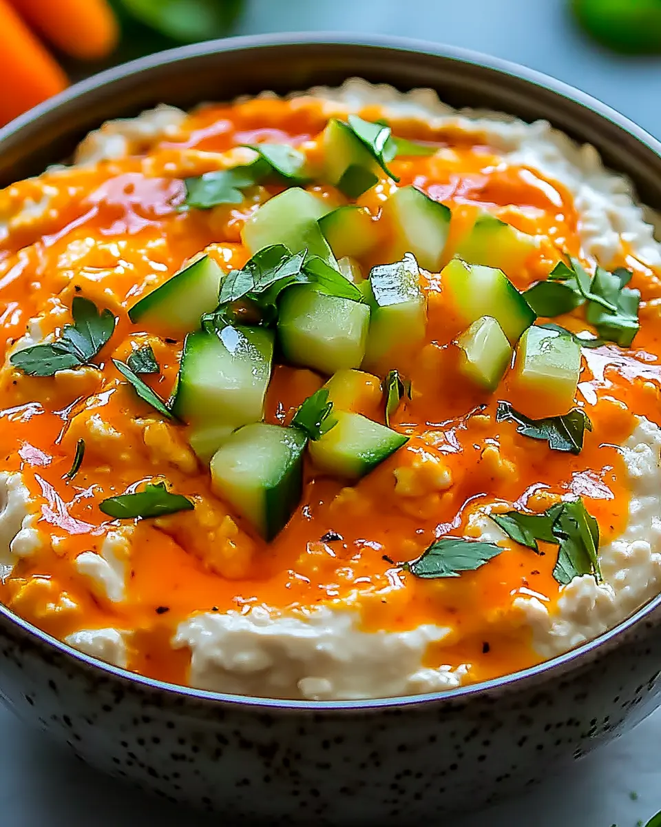 Cremiger Buffalo-Hühnchen-Cottage-Cheese-Aufstrich für Genuss!