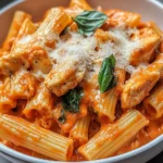 Rigatoni mit cremiger Tomatensauce und Hähnchen First Image First Image