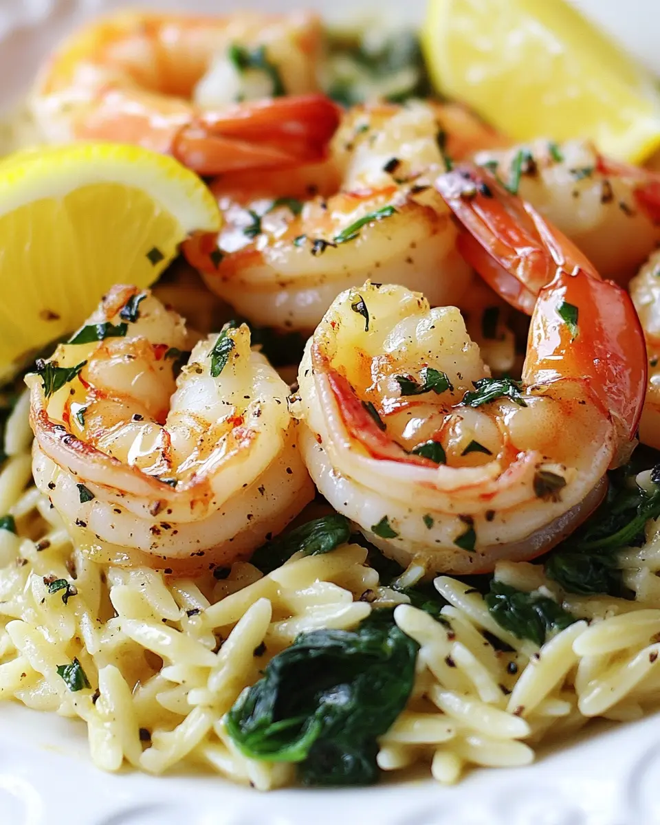 Limonen-Knoblauch-Garnelen mit Spinat-Orzo: Juicy & Zesty Delight