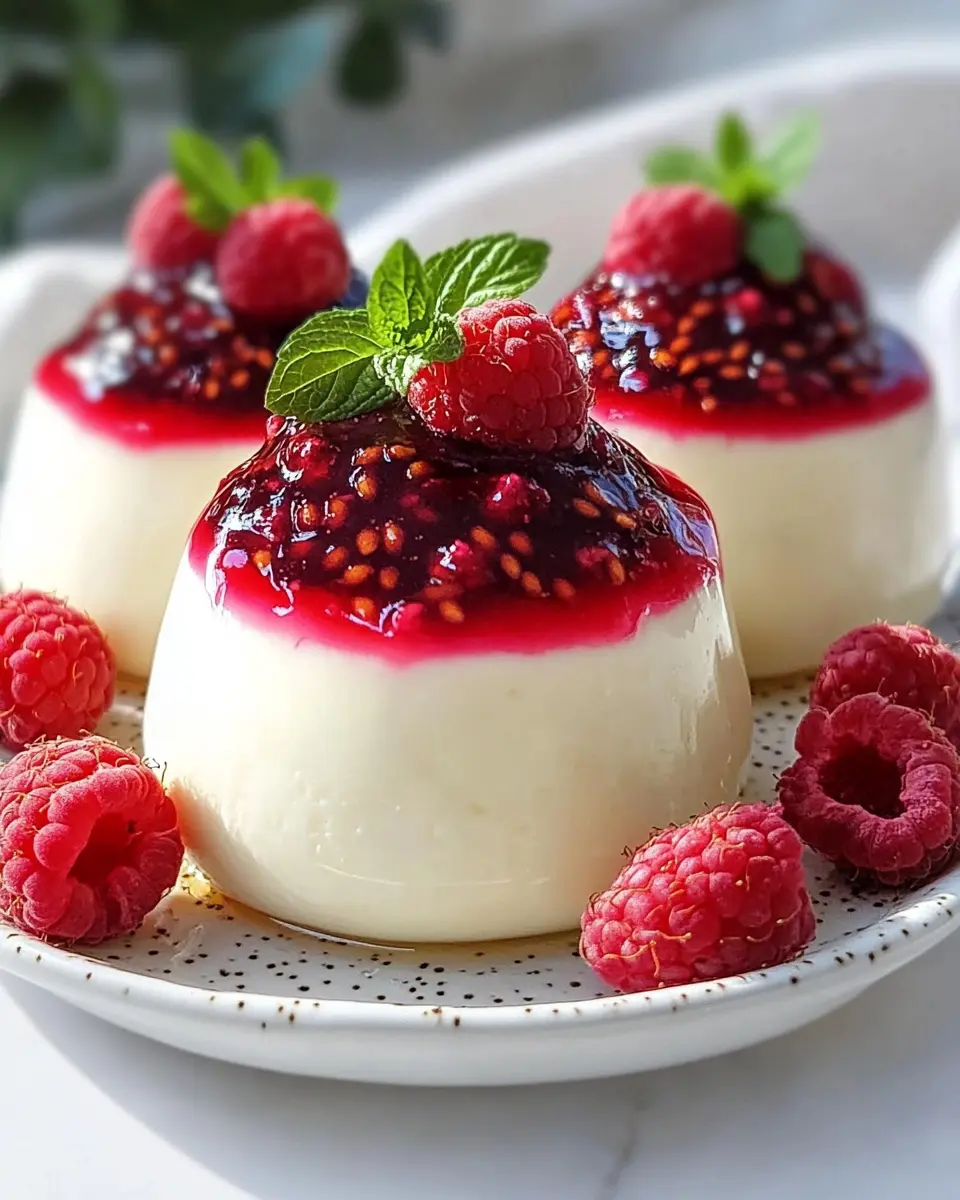 Vanille-Panna Cotta ohne Lactose: Einfache Raffaello-Genüsse mit Himbeersauce