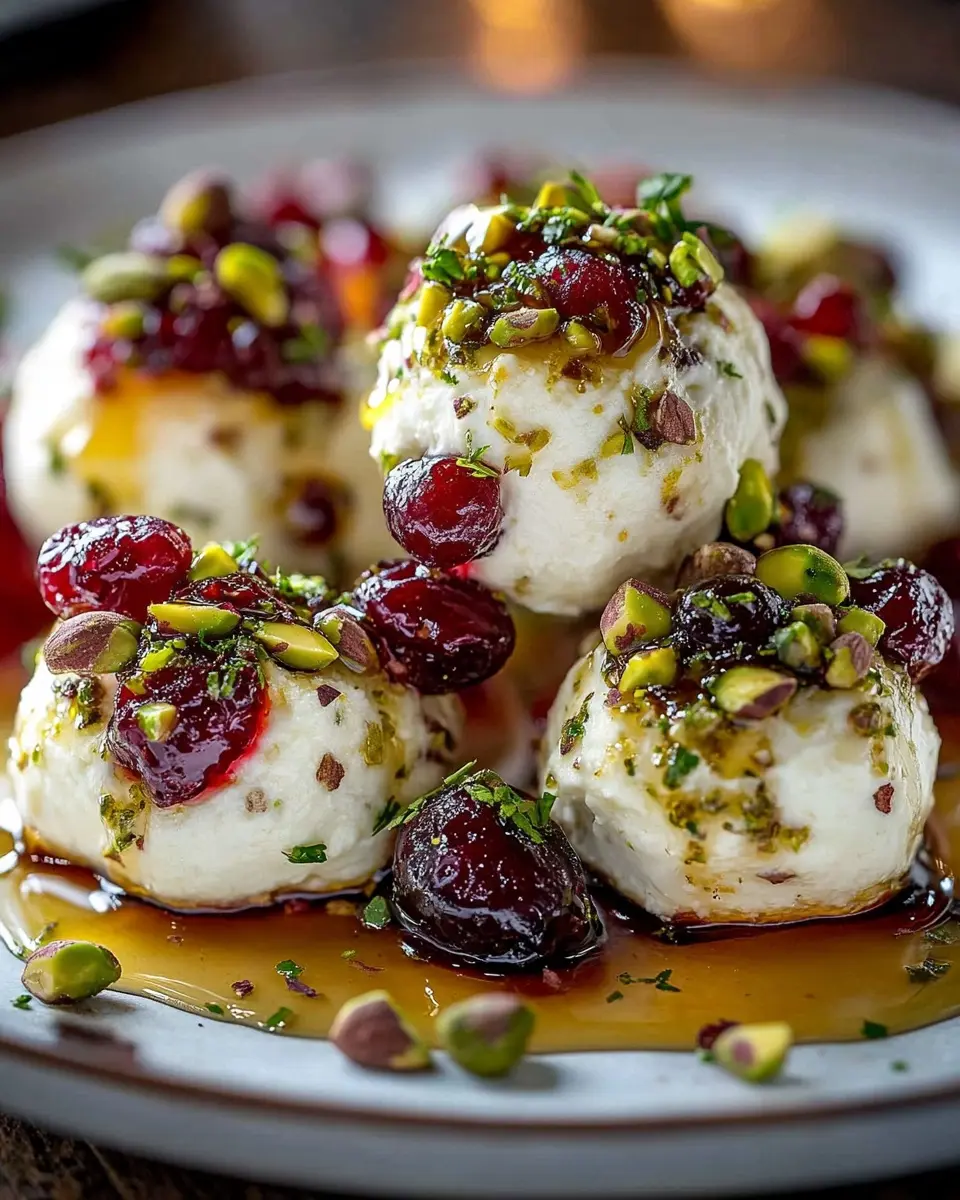 Cranberry-Pistazien-Ziegenkäse-Trüffel mit heißem Honig: Ein Genuss für Feinschmecker